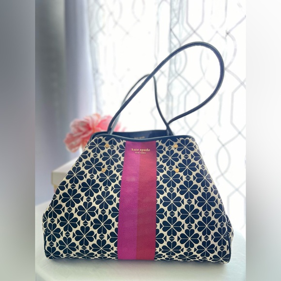 kate spade Handbags - Kate Spade Flower Jacquard Stripe Everything 2 way Large Tote